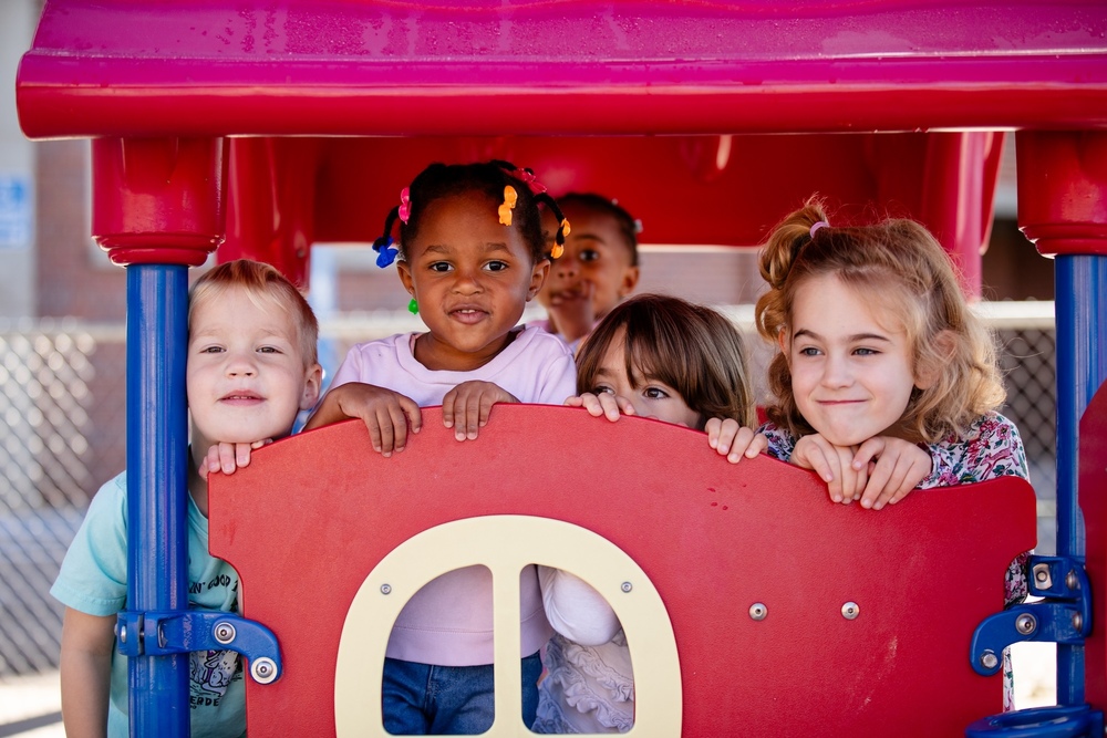 Kids on playground equipment